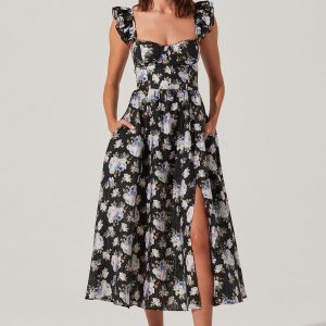 Wedelia Floral Bustier Midi Dress