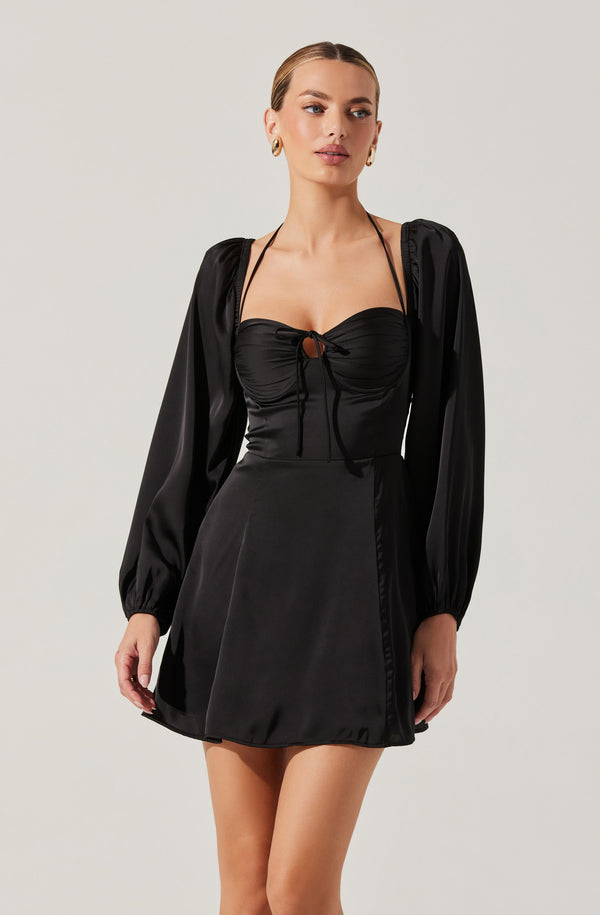 Vivian Satin Halter Mini Dress