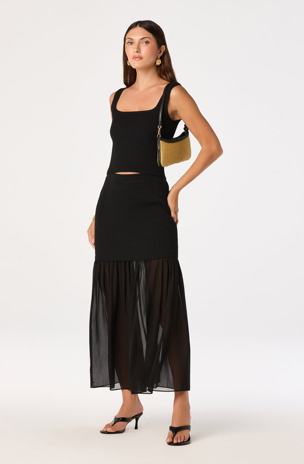 Halie Mixed Media Maxi Skirt - Image 2