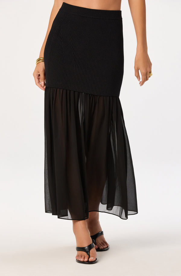 Halie Mixed Media Maxi Skirt - Image 4