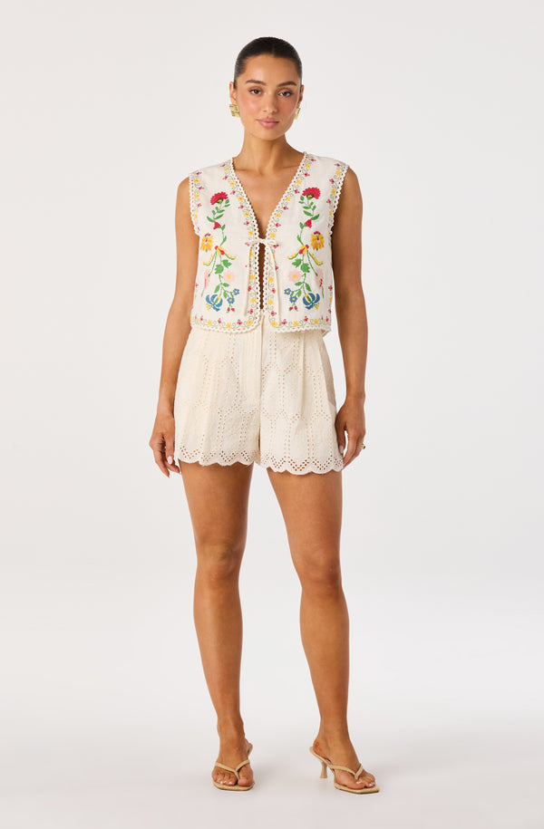 Amina Floral Embroidered Vest - Image 2