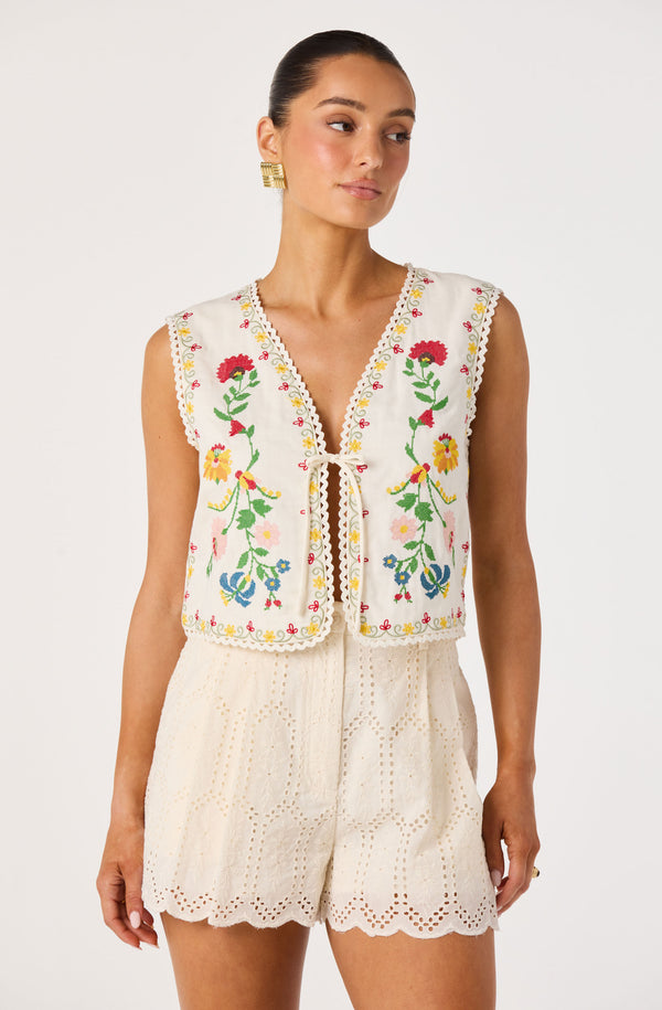 Amina Floral Embroidered Vest - Image 4